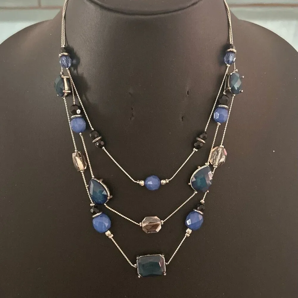 NY New York & Company Beaded Layered Statement Necklace 16